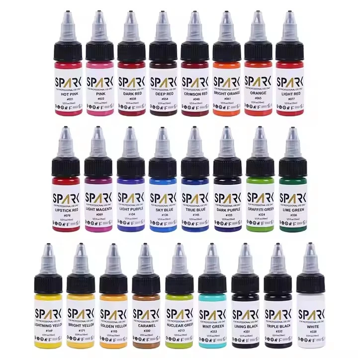 50 colorido centelha spark por atacado orgânico melhor pigmento 1 oz 30 ml de maquiagem profissional de garrafa profissional tatuagem de tinta temporária