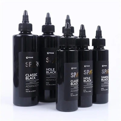 Tinta de tatuagem SPARK Black Series: conjunto profissional de 3 cores para p...