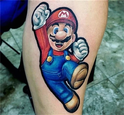 Mario Bross Tatuagem feita por @nacho_serrano_2012 da Argentina com #sparkcar...