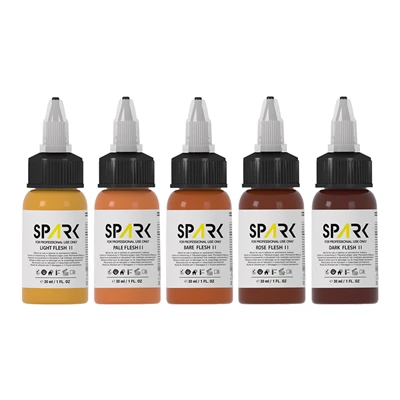 Conjunto de tinta de tatuagem profissional Spark Flesh Tone para garrafas de 1 onça - em conformidade com o REACH da UE