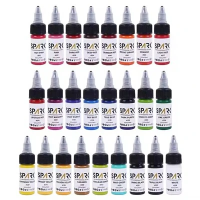 50 colorido centelha spark por atacado orgânico melhor pigmento 1 oz 30 ml de maquiagem profissional de garrafa profissional tatuagem de tinta temporária