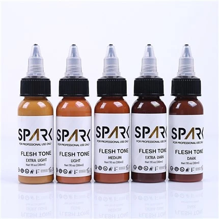 Tinta de tatuagem 1oz, conjunto de cores de pele, série de tinta, faísca, tinta de tatuagem para cobertura, mistura de tatuagens cosméticas