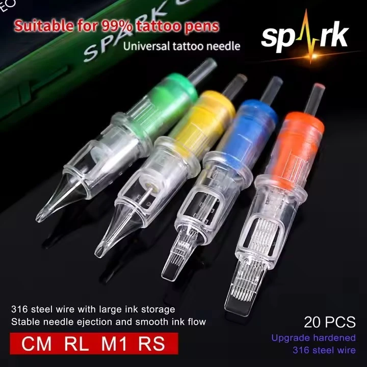 Spark descartável seguro de aço inoxidável de alta qualidade embrulhada as agulhas de tatuagem perfeitas para arte corporal