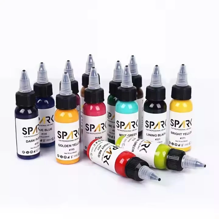Spark Premium Organic Long - Durando a tinta de tatuagem permanente de cor brilhante para tatuagem e arte corporal