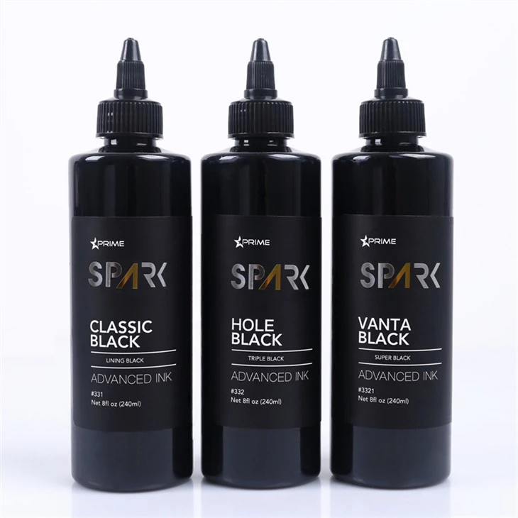 8oz tinta preta série clássico forro preto tinta de tatuagem faísca profissional display de tinta de tatuagem