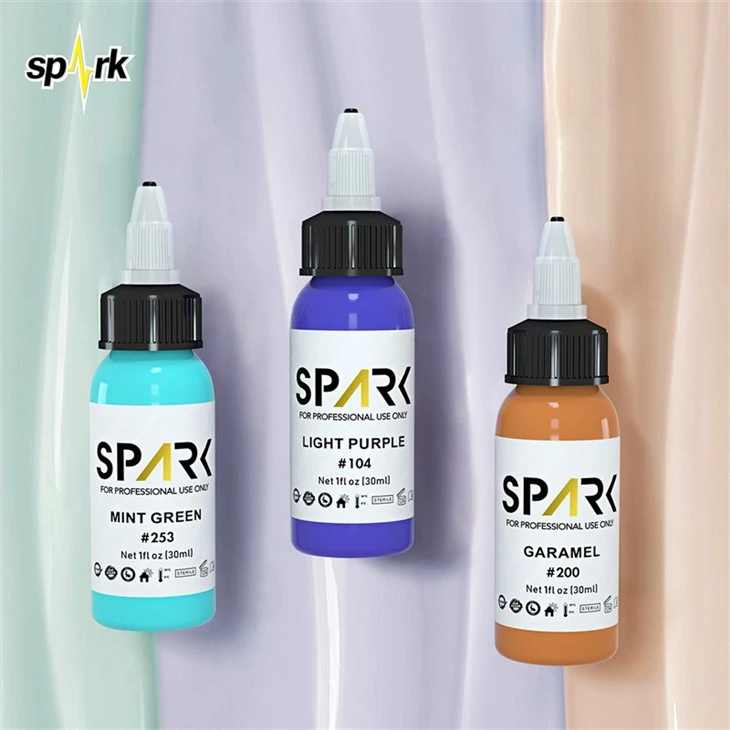 Tinta de tatuagem sem chumbo Spark Tattoo Ink Set Exposição profissional de tinta de tatuagem