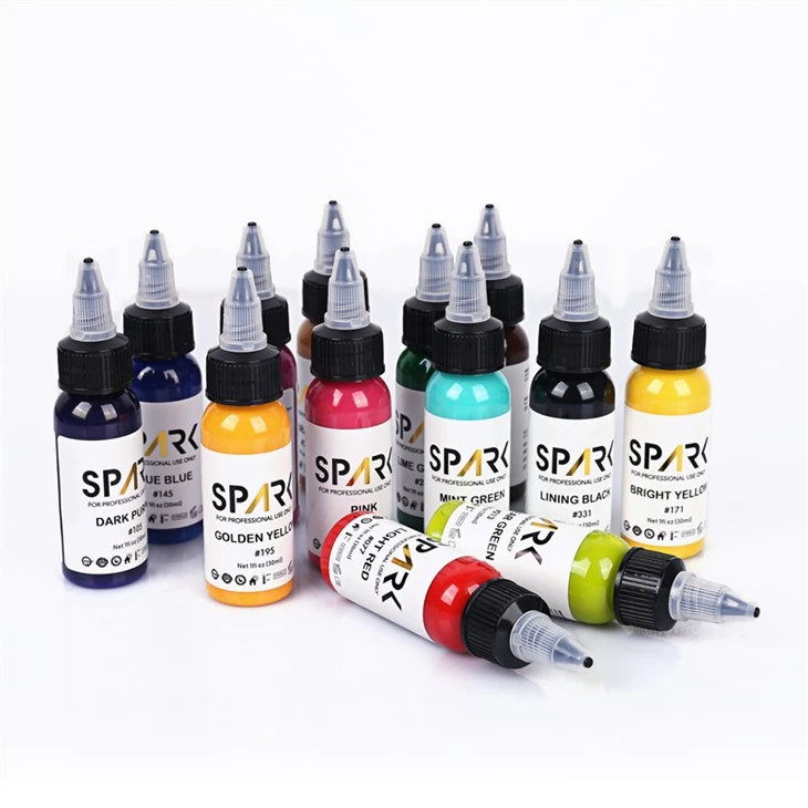 Tinta de tatuagem de pigmentos Spark Tattoo Ink Set Professional