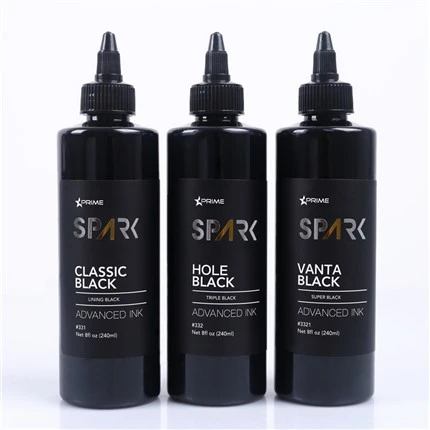 8oz tinta preta série clássico forro preto tinta de tatuagem faísca profissional display de tinta de tatuagem