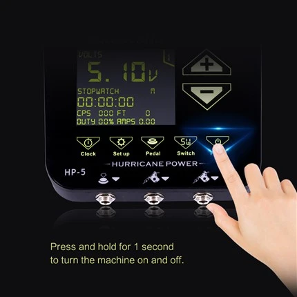 Fonte de alimentação digital para tatuagem com toque manual