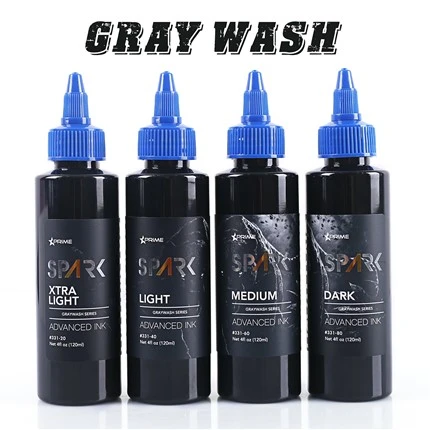 Conjunto de frascos de tinta de tatuagem Spark Graywash - 4 onças
