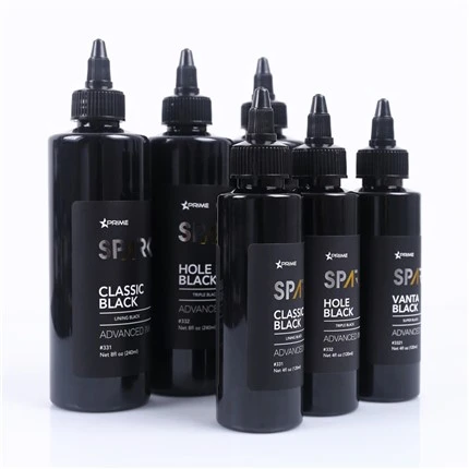 Conjunto de tinta de tatuagem tripla preta com furo preto de 8 onças série de tinta preta faísca