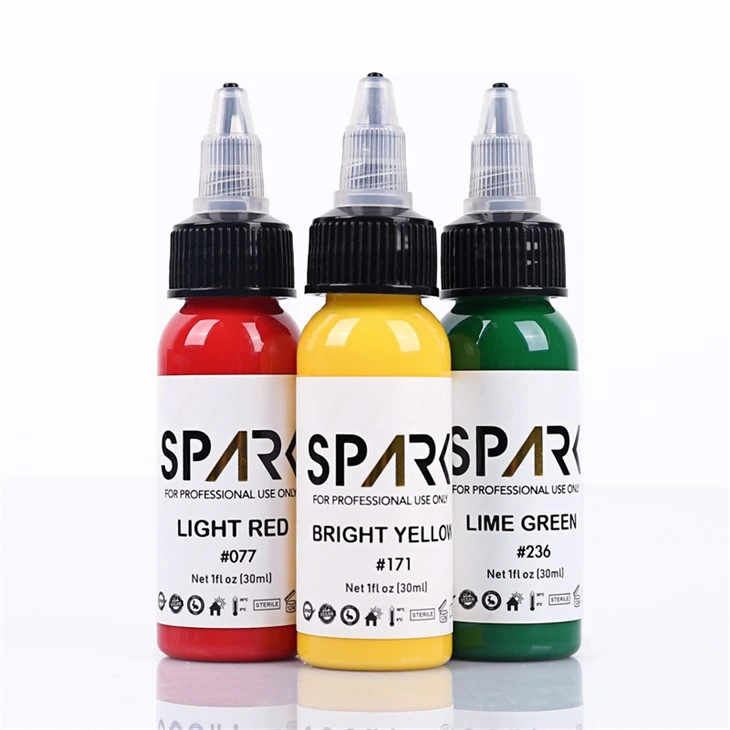 Tintas de tatuagem em massa Tinta de tatuagem Spark Tinta de tatuagem super preta